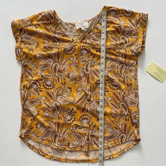 NWT FLOWER & FEATHER Women Summer Vacay Boho Yellow Floral Blouse Size M - Picture 5 of 6